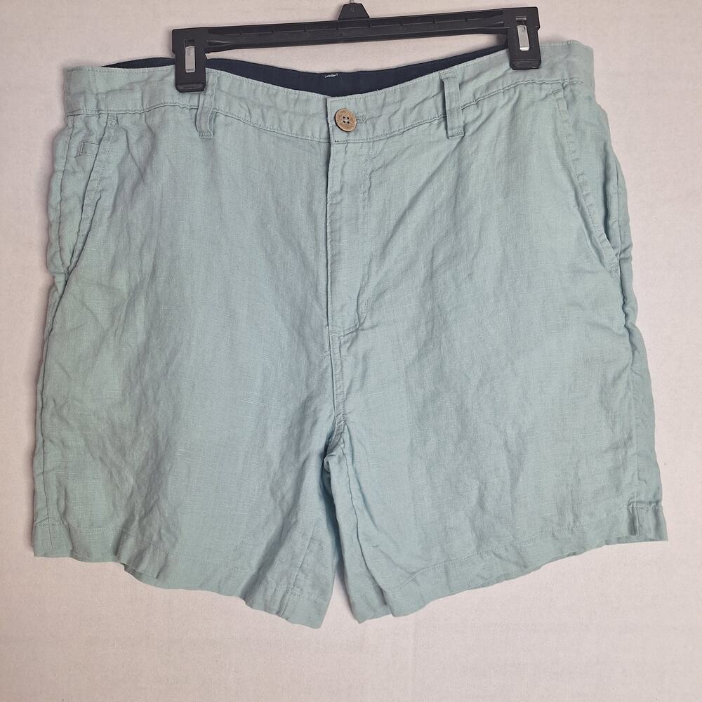 Daniel Hechter Paris Linen Chino Shorts Sz 36 Aqua Blue Resort Wear Coastal Dad